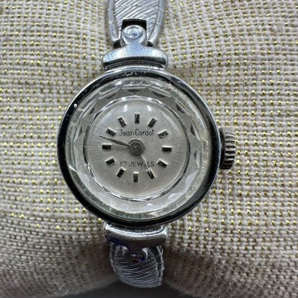 Vintage Jean Cardot Watch Women Manual Wind Dainty Round Dial 6 Inch